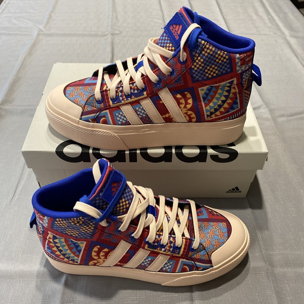 adidas Women’s High-Top Patterned Sneakers in Pink and Blue